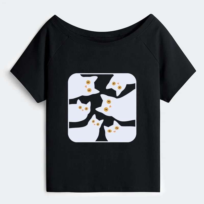 Tokyo-Tiger Cats Are Watching You Off Shoulder T-Shirt