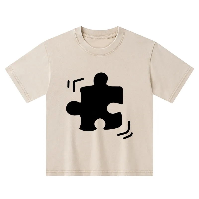 Tokyo-Tiger Black Puzzle Piece Kids Washed T-Shirt Sale