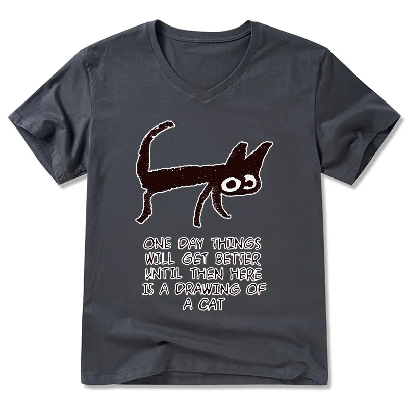 Tokyo-Tiger Cat Cheer Up Drawing V-Neck Classic T-Shirt