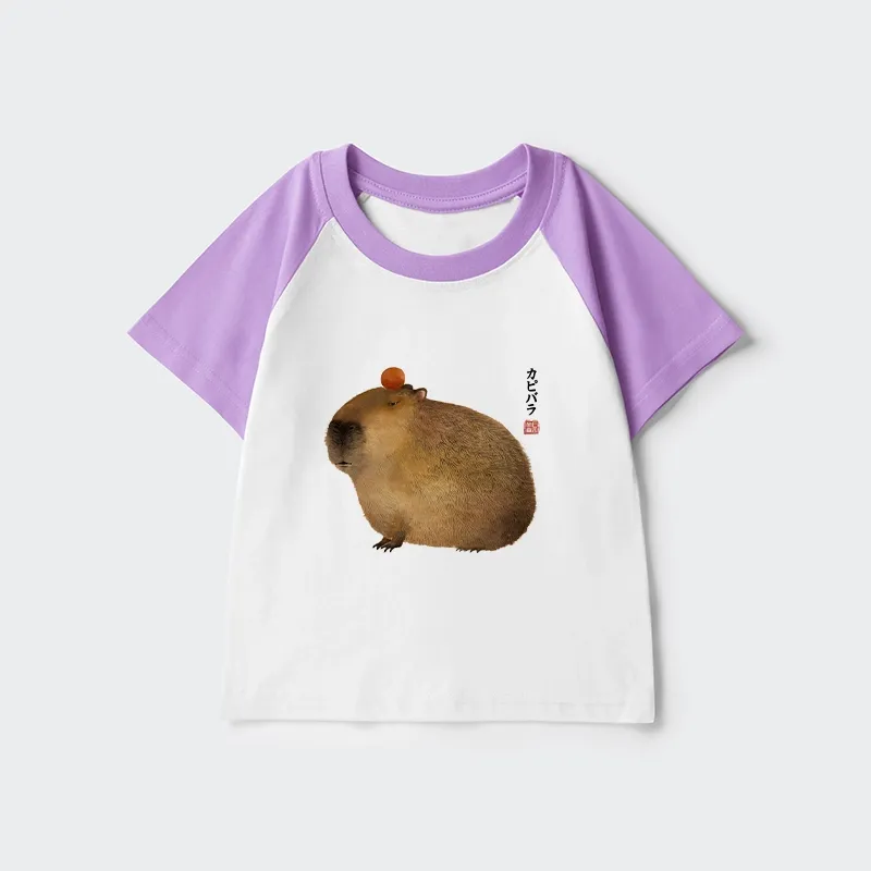 Tokyo-Tiger Calm Capybara Illustration Kids Raglan T-shirt