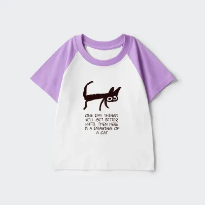 Tokyo-Tiger Cat Cheer Up Drawing Kids Raglan T-shirt