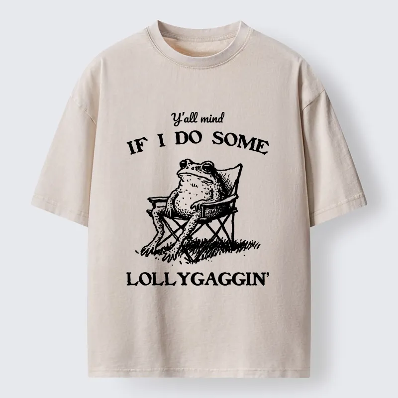 Tokyo-Tiger Funny Frog Lollygagging Washed T-Shirt Sale