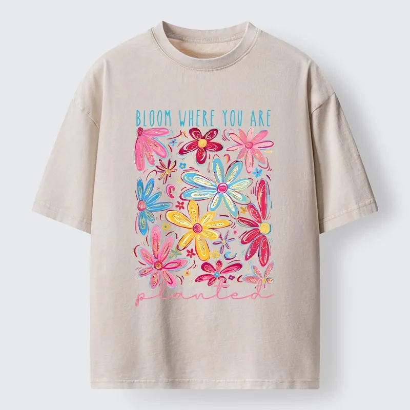 Tokyo-Tiger Positive Flower Vibe Washed T-Shirt