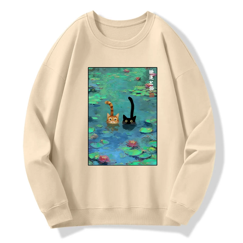 Tokyo-Tiger Funny Cats Swimming In Lilies Classic Sweatshirt