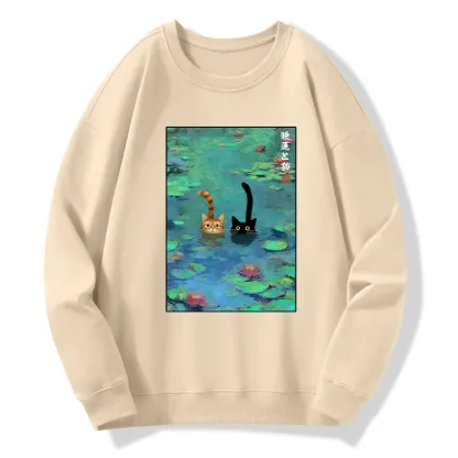 Tokyo-Tiger Funny Cats Swimming In Lilies Classic Sweatshirt