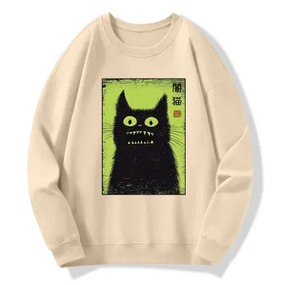 Tokyo-Tiger Spooky Black Cat Japanese Classic Sweatshirt