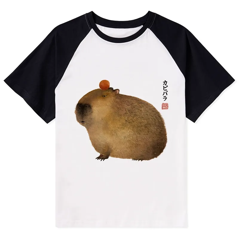 Tokyo-Tiger Calm Capybara Illustration Raglan T-shirt Sale