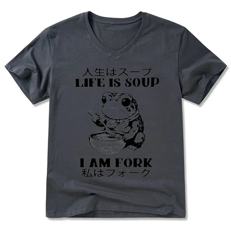 Tokyo-Tiger Life Is Soup I Am Fork V-Neck Classic T-Shirt