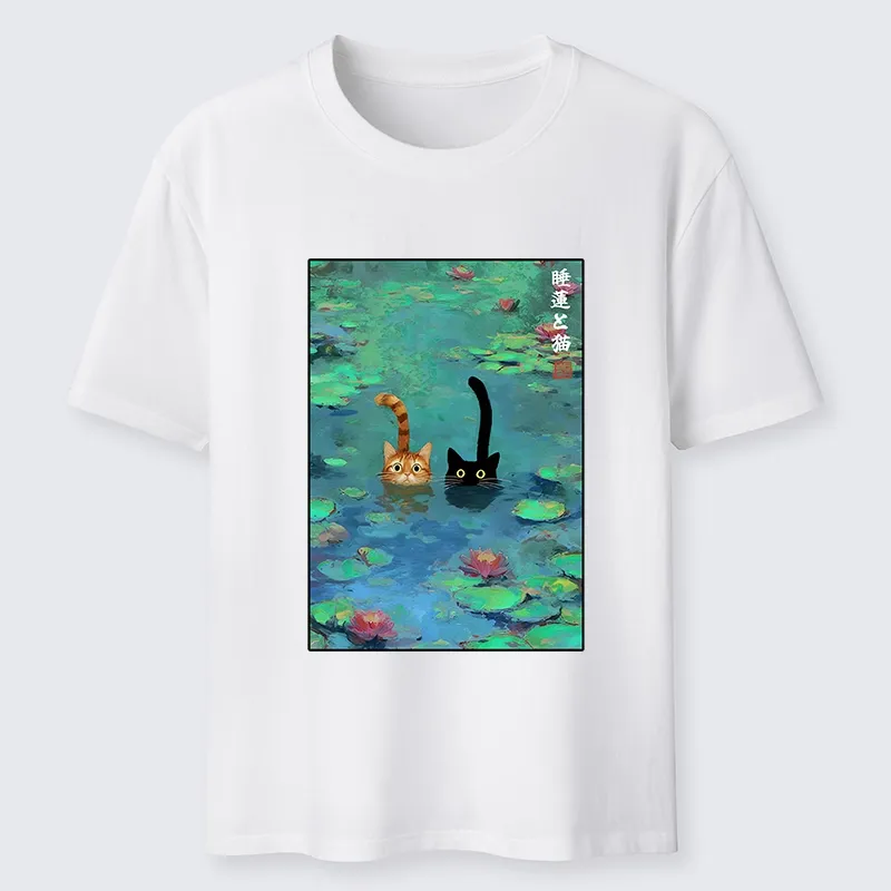 Tokyo-Tiger Funny Cats Swimming In Lilies Classic T-Shirt