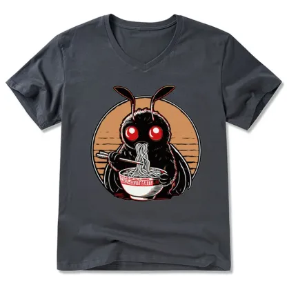 Tokyo-Tiger Mothman Eats Japanese Ramen V-Neck Classic T-Shirt