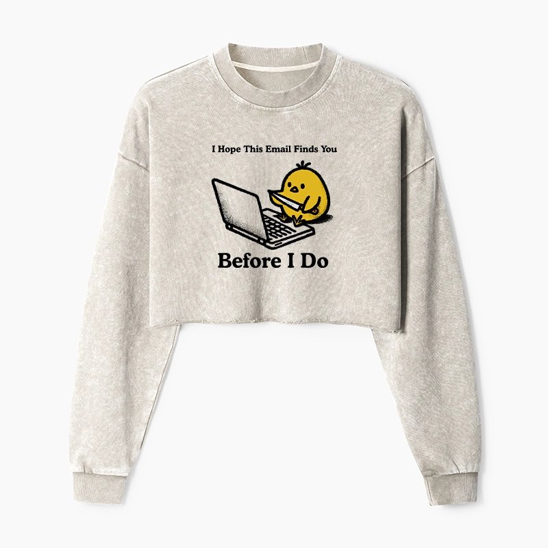 Tokyo-Tiger Chicken Knife Email Meme Washed Crop Sweatshirt