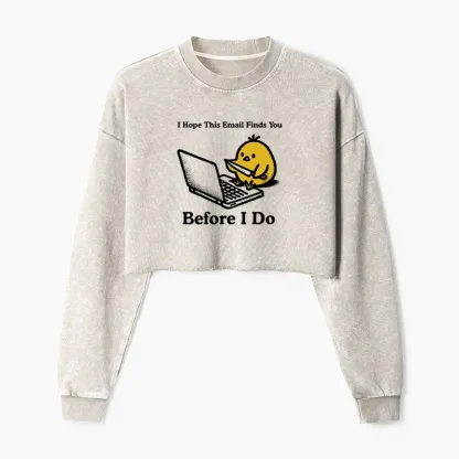 Tokyo-Tiger Chicken Knife Email Meme Washed Crop Sweatshirt