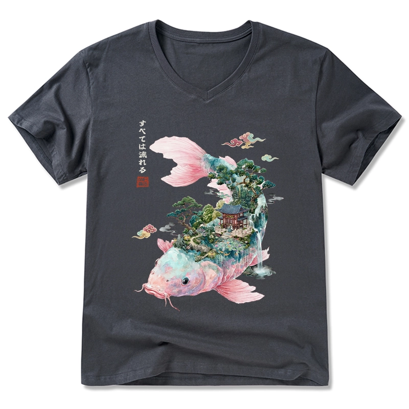 Tokyo-Tiger  Journey Of The Flowing Koi V-Neck Classic T-Shirt