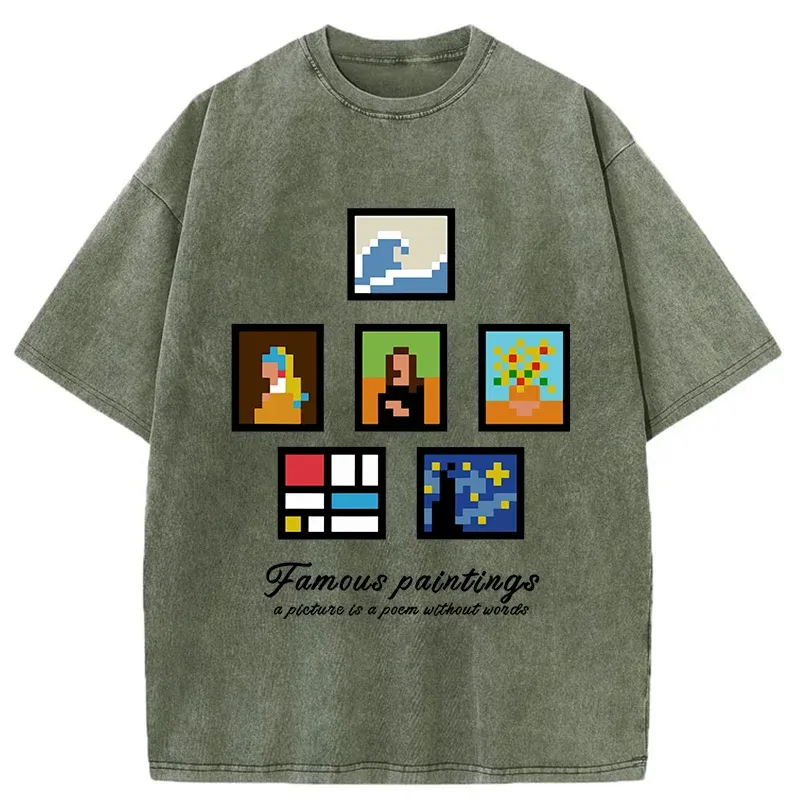 Tokyo-Tiger Famous Paintings Washed T-Shirt
