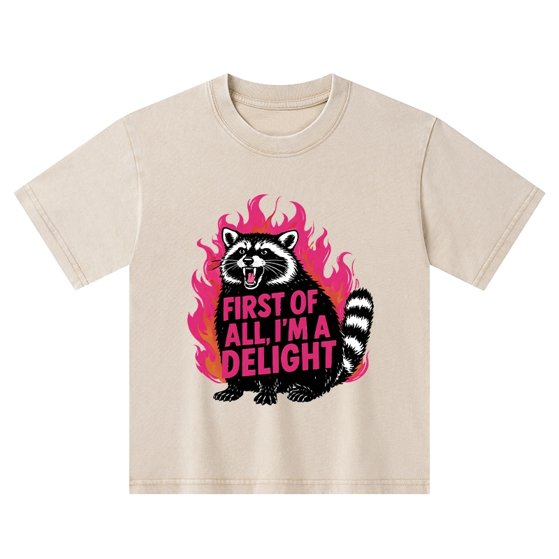Tokyo-Tiger Angry Raccoon Funny Kids Washed T-Shirt