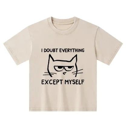 Tokyo-Tiger Confident Kitten Kids Washed T-Shirt