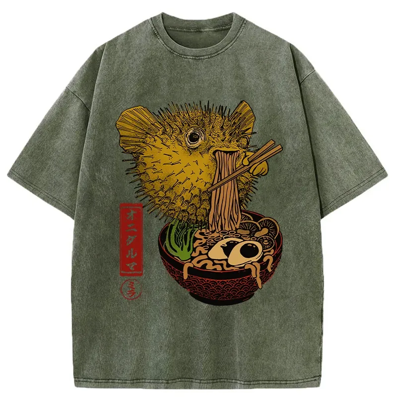 Tokyo-Tiger Ramen Lover Fugu Washed T-Shirt