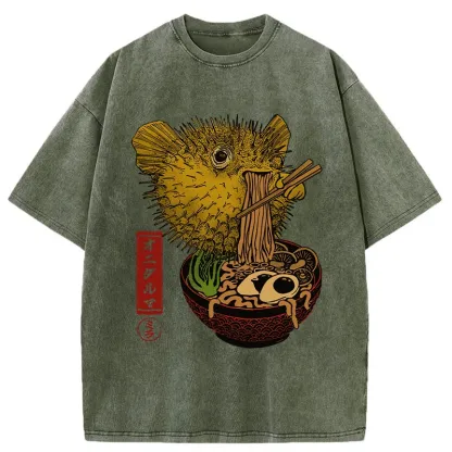 Tokyo-Tiger Ramen Lover Fugu Washed T-Shirt