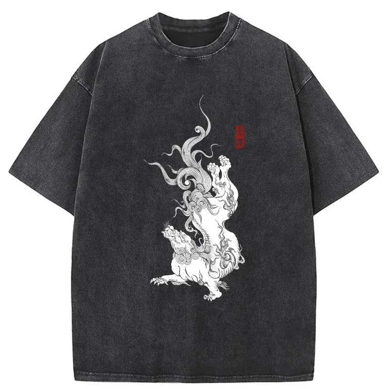 Tokyo-Tiger Japanese Mythical Beasts Washed T-Shirt