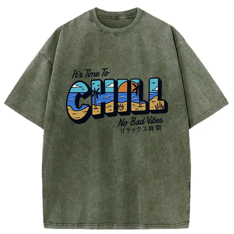 Tokyo-Tiger It's Time To Chill Washed T-Shirt