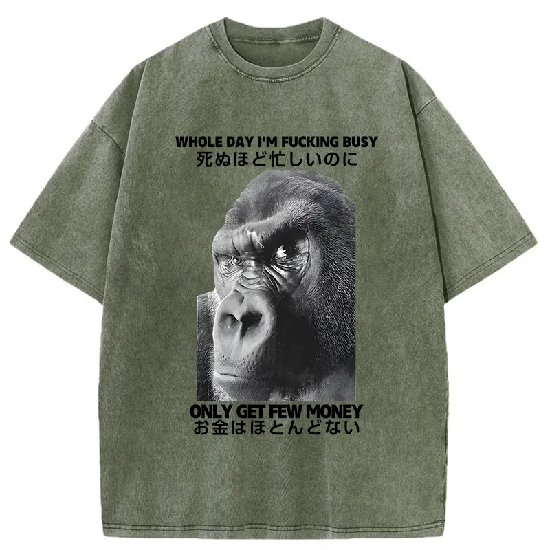Tokyo-Tiger Making Money Gorilla Funny Washed T-Shirt