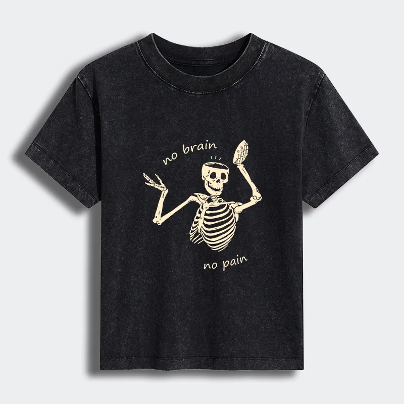 Tokyo-Tiger Skeletons Feel No Pain Women's Washed T-shirt Sale