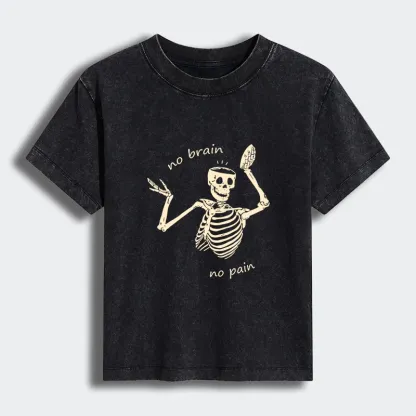 Tokyo-Tiger Skeletons Feel No Pain Women's Washed T-shirt