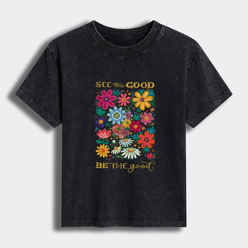 Tokyo-Tiger Flower：See The Good Be The Good Women's Washed T-shirt