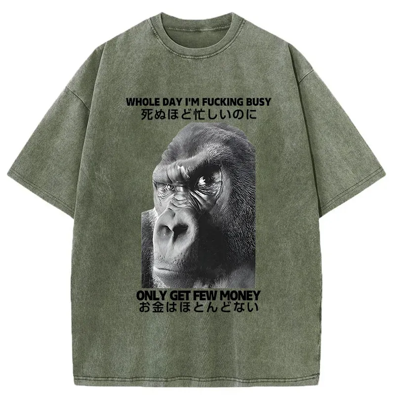 Tokyo-Tiger Making Money Gorilla Funny Washed T-Shirt