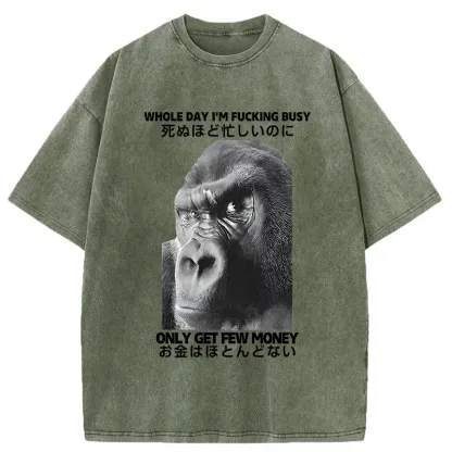 Tokyo-Tiger Making Money Gorilla Funny Washed T-Shirt