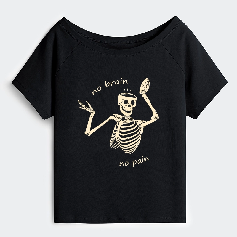 Tokyo-Tiger Skeletons Feel No Pain Off Shoulder T-Shirt