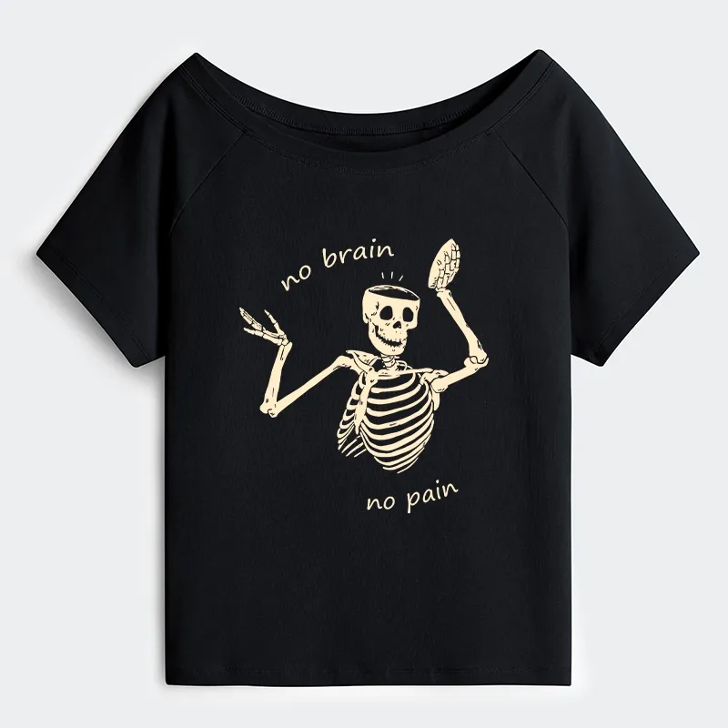 Tokyo-Tiger Skeletons Feel No Pain Off Shoulder T-Shirt Sale