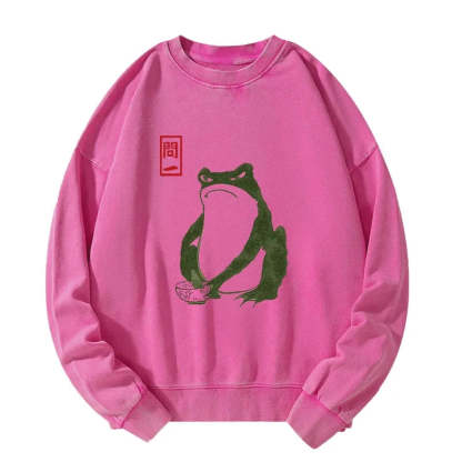 Tokyo-Tiger Woodblock Print Frog Washed Sweatshirt