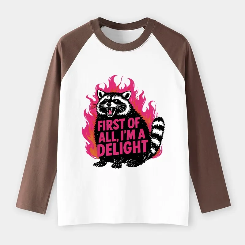 Tokyo-Tiger Angry Raccoon Funny Raglan Long Sleeve T-shirt