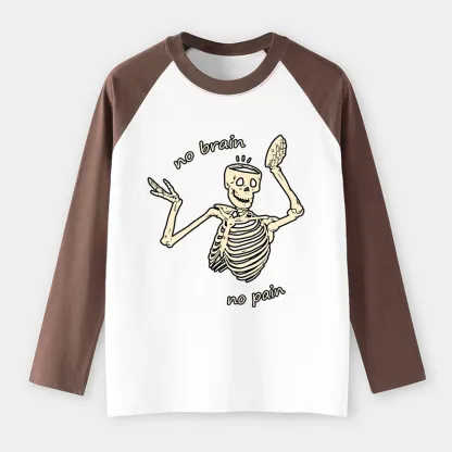Tokyo-Tiger Skeletons Feel No Pain Raglan Long Sleeve T-shirt