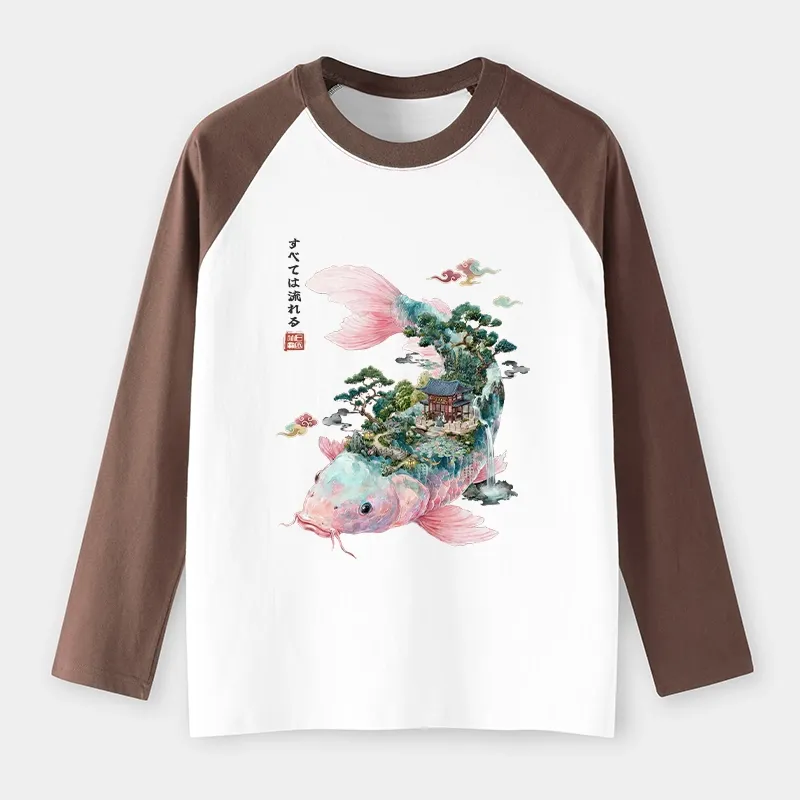 Tokyo-Tiger Journey Of The Flowing Koi Raglan Long Sleeve T-shirt