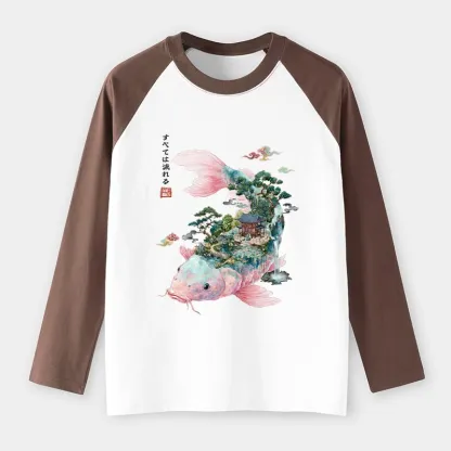 Tokyo-Tiger Journey Of The Flowing Koi Raglan Long Sleeve T-shirt