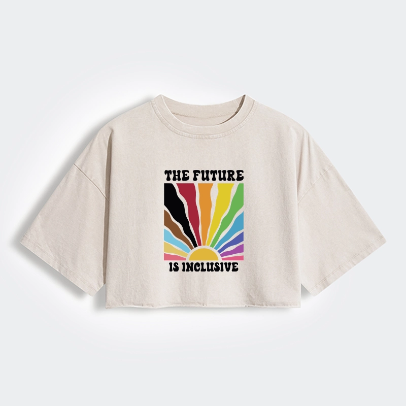 Tokyo-Tiger Pride Future Is Inclusive Women's Washed Crop T-Shirt