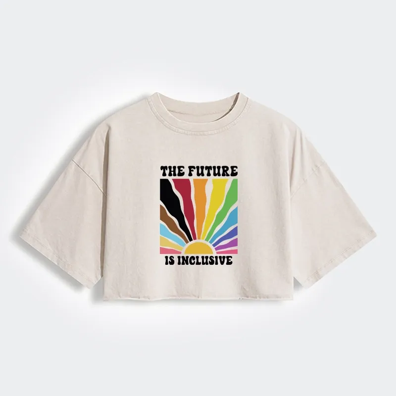 Tokyo-Tiger Pride Future Is Inclusive Women's Washed Crop T-Shirt