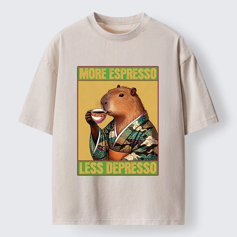 Tokyo-Tiger Capybara Coffee Break Washed T-Shirt