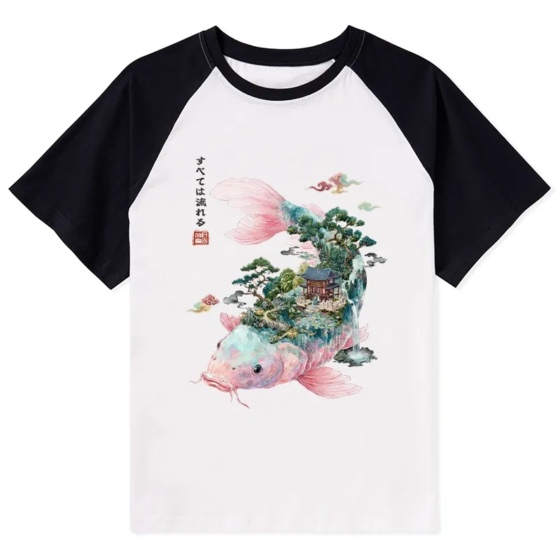 Tokyo-Tiger Journey Of The Flowing Koi Raglan T-shirt