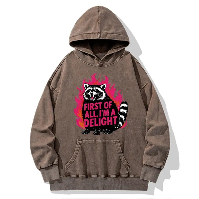 Tokyo-Tiger Angry Raccoon Funny Cat Washed Hoodie