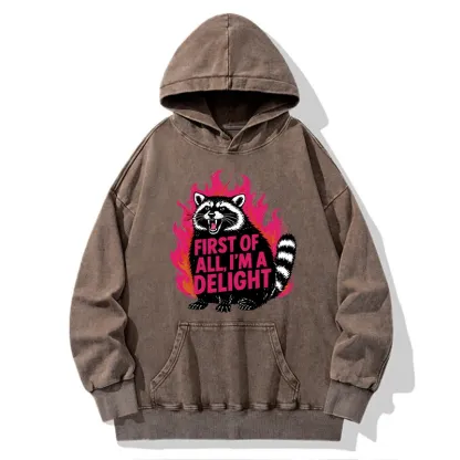 Tokyo-Tiger Angry Raccoon Funny Cat Washed Hoodie