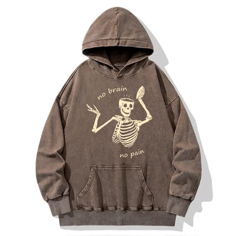 Tokyo-Tiger Skeletons Feel No Pain Washed Hoodie