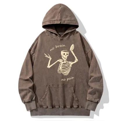 Tokyo-Tiger Skeletons Feel No Pain Washed Hoodie