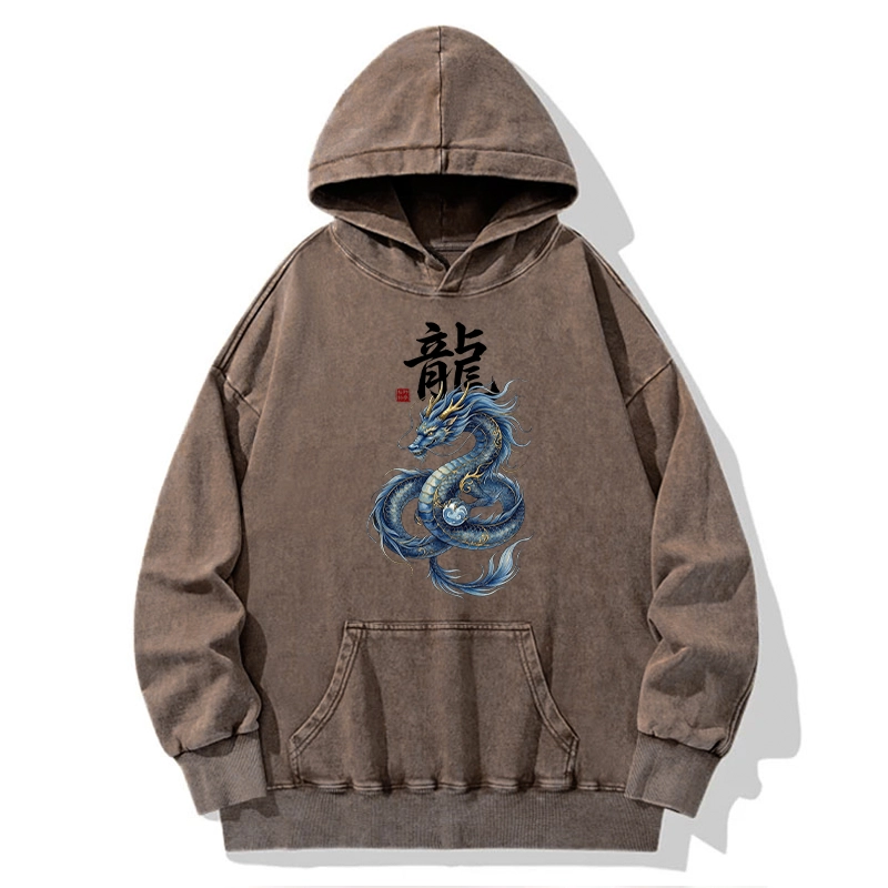 Tokyo-Tiger Mythic Blue Dragon Washed Hoodie