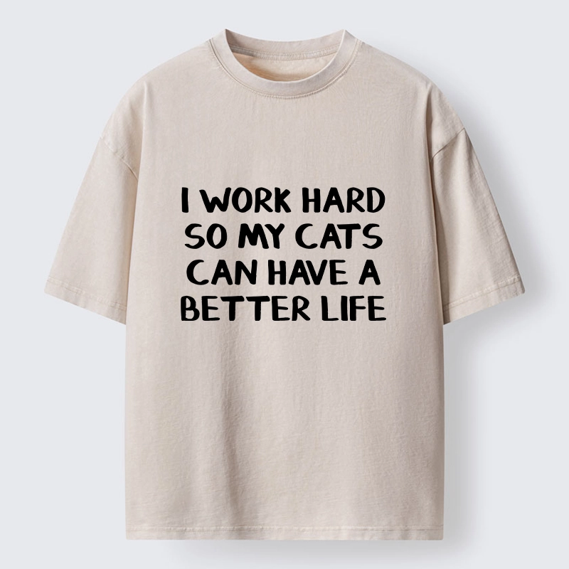 Tokyo-Tiger Cat Parent Hard Work Meme Washed T-Shirt