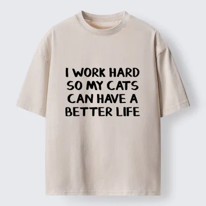 Tokyo-Tiger Cat Parent Hard Work Meme Washed T-Shirt