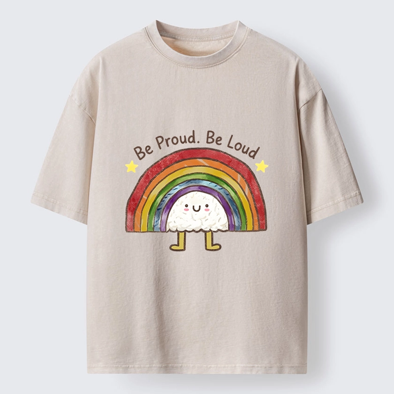 Tokyo-Tiger Rainbow Rice Ball Pride Art Washed T-Shirt