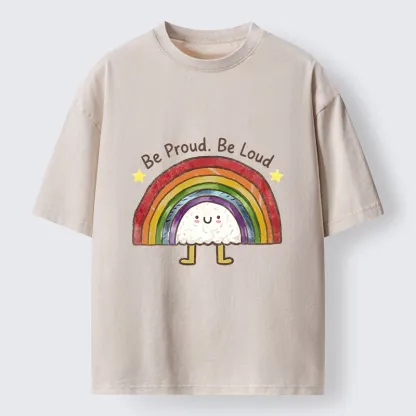 Tokyo-Tiger Rainbow Rice Ball Pride Art Washed T-Shirt